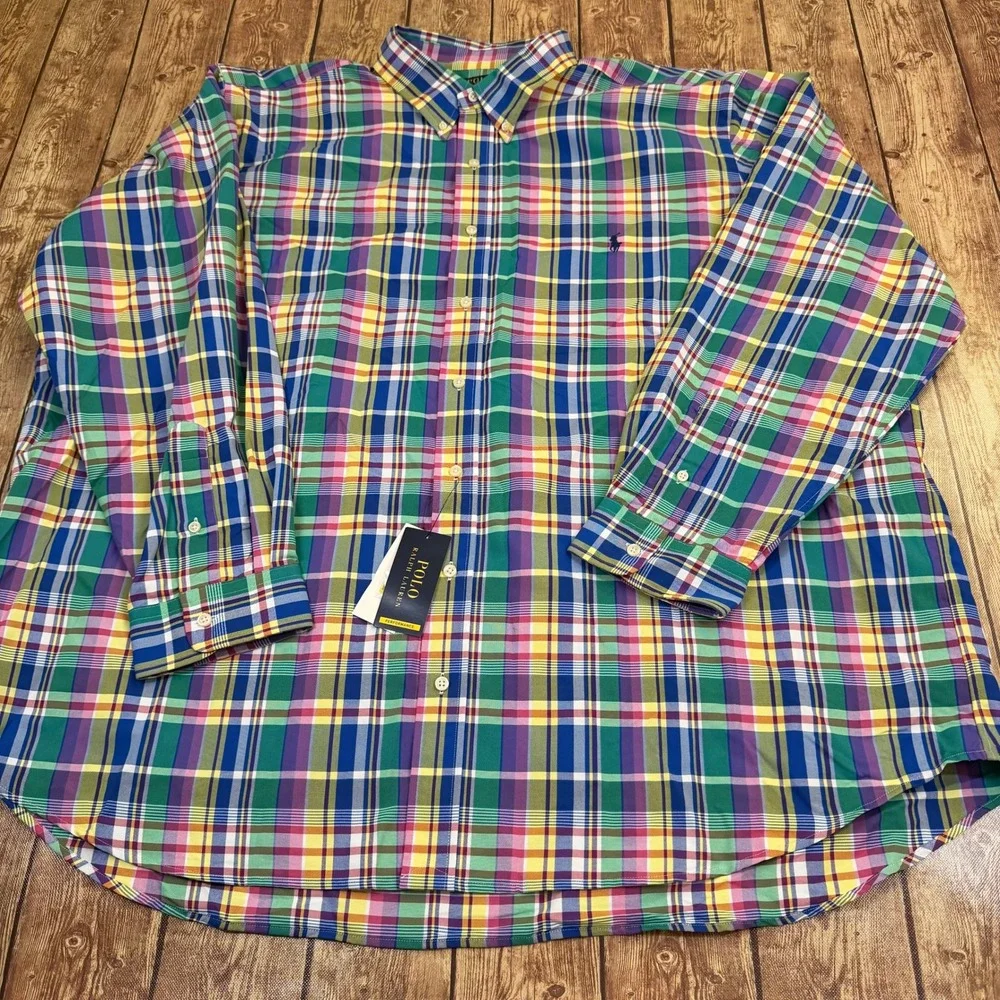 Polo Ralph Lauren Performance Shirt Mens 3XB Multicolor Plaid Classic Fit NWT